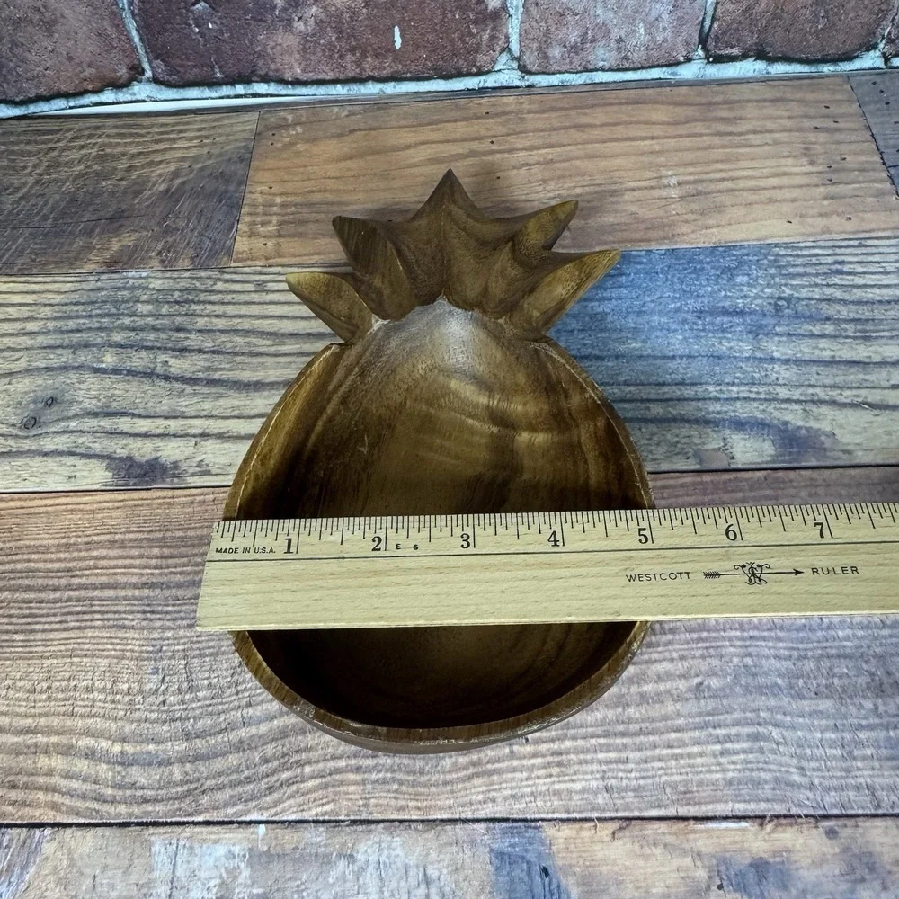 Vintage Hand Carved Wooden Pineapple‎ Bowl Trinket Candy Dish Philippines 8